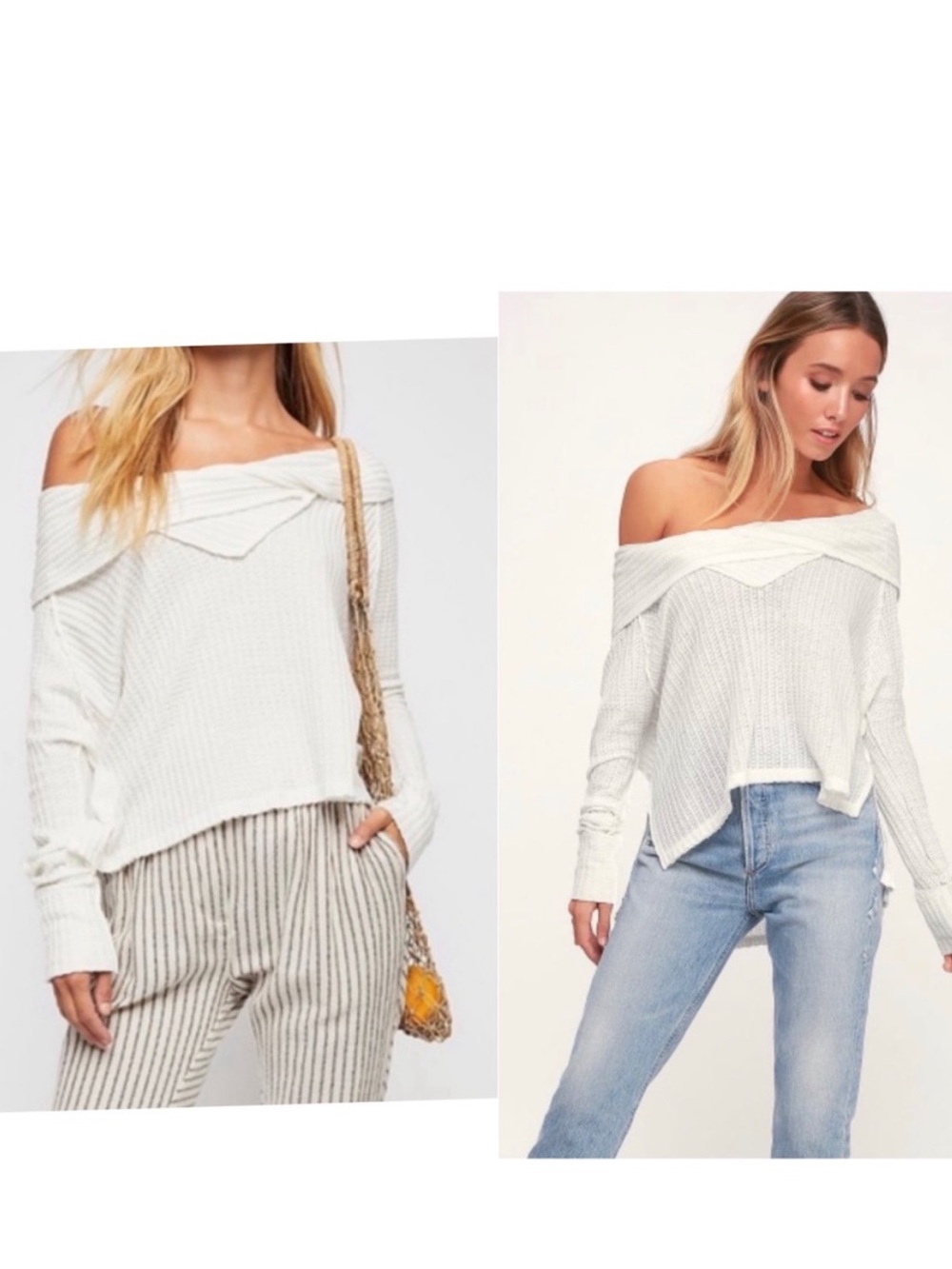 We the free waffle knit cowl neck crop - Picture 1 of 6
